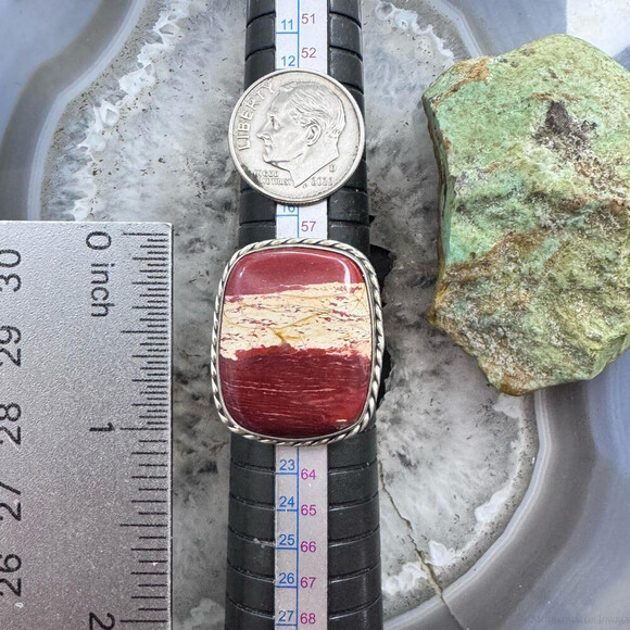 Sterling Silver Southwestern Style Large Snake Skin Jasper Ring Sz 9 For Women - Picture 9 of 10